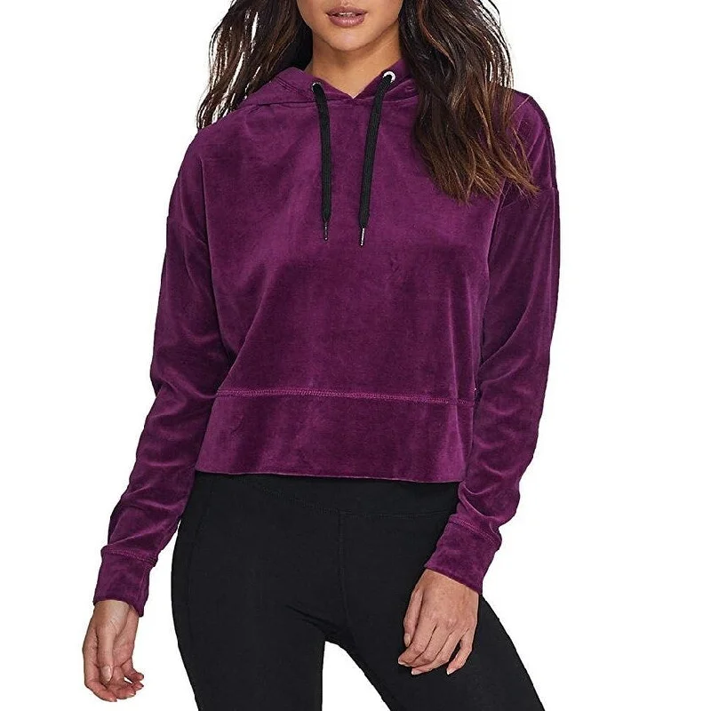 Calvin Klein Women's Cropped Velour Hoodie Merlot Size Extra Large - Purple - X-Large