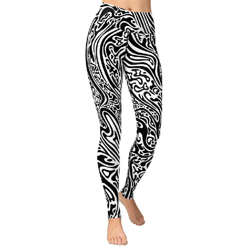 Psychedelic Black & White Yoga Leggings