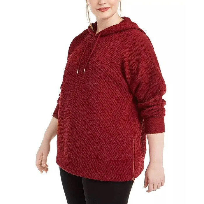 Ideology Women's Plus Warm Up Side Zip Hoodie Red Size 2X