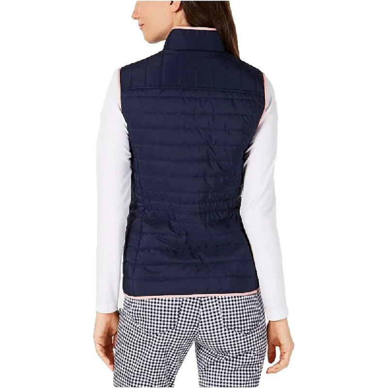 Charter Club Women's Contrast-Trim Zip-Front Vest Blue Size Extra Large