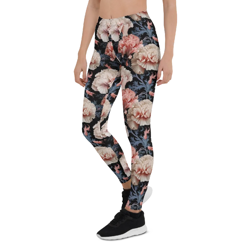 Blue Leaf Carnation Leggings