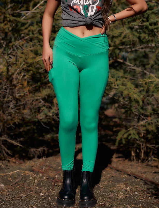 SA Emerald Cross Waistband Pocket Leggings