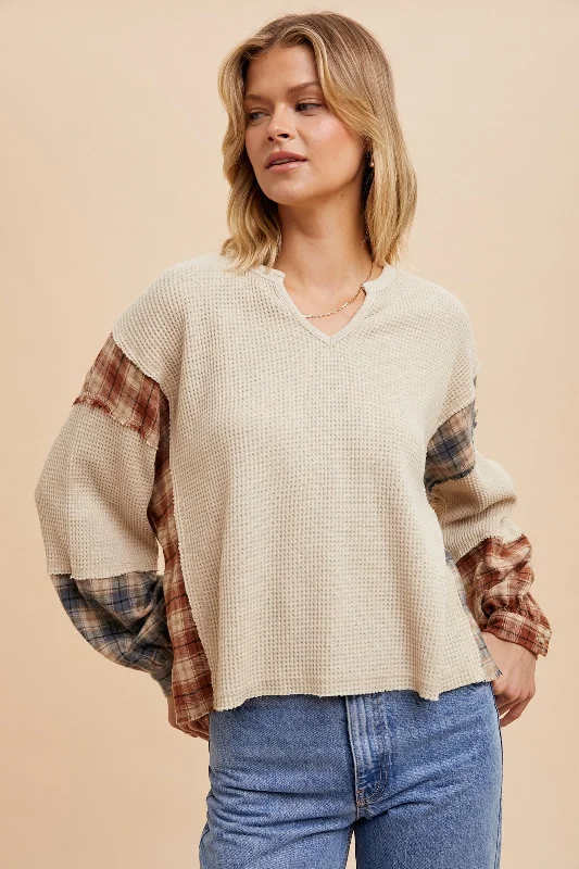 Oatmeal Multi Spliced Thermal Top