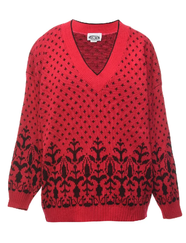 Patterned Magenta Jumper - M