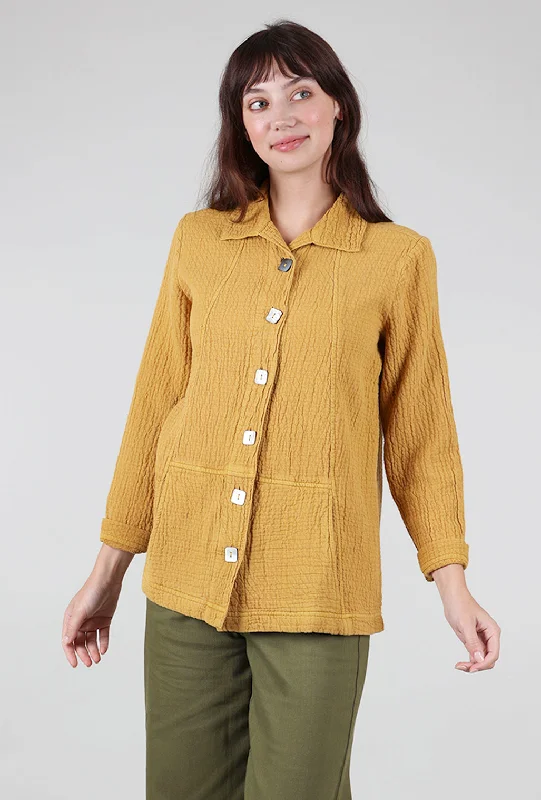 Sun Wash Jacquard Seamed Pocket Jacket, Honey