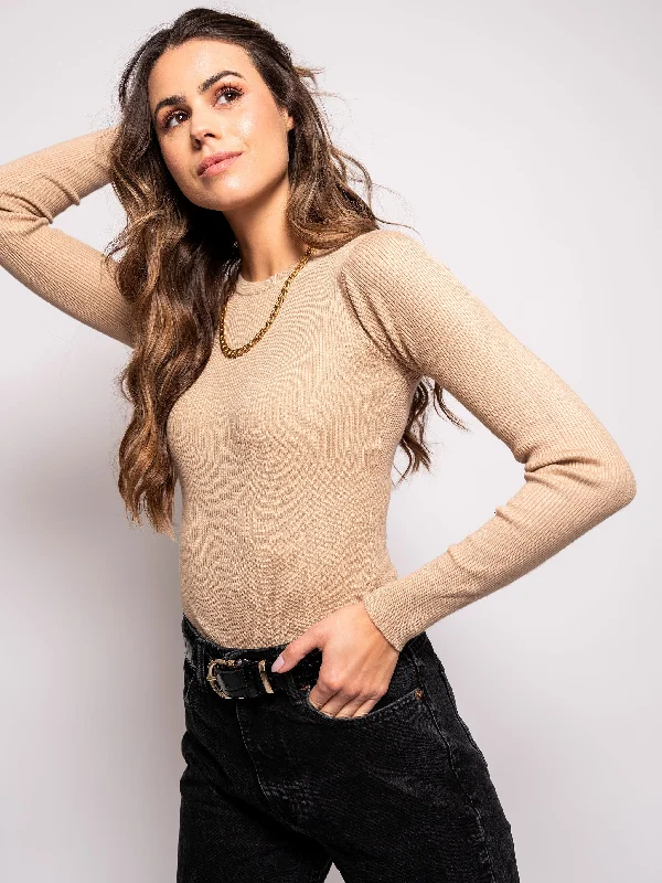 Round Neck Ribbed Sweater