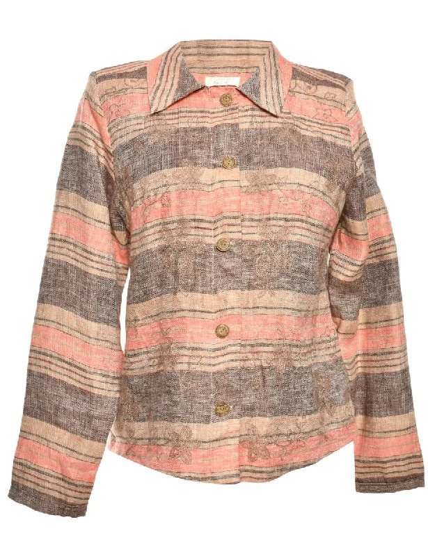 Striped Coral & Light Brown Jacket - XL