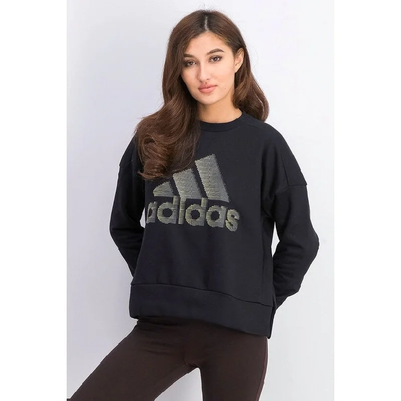 Adidas Women's Glam-Logo Sweatshirt Black Size Small