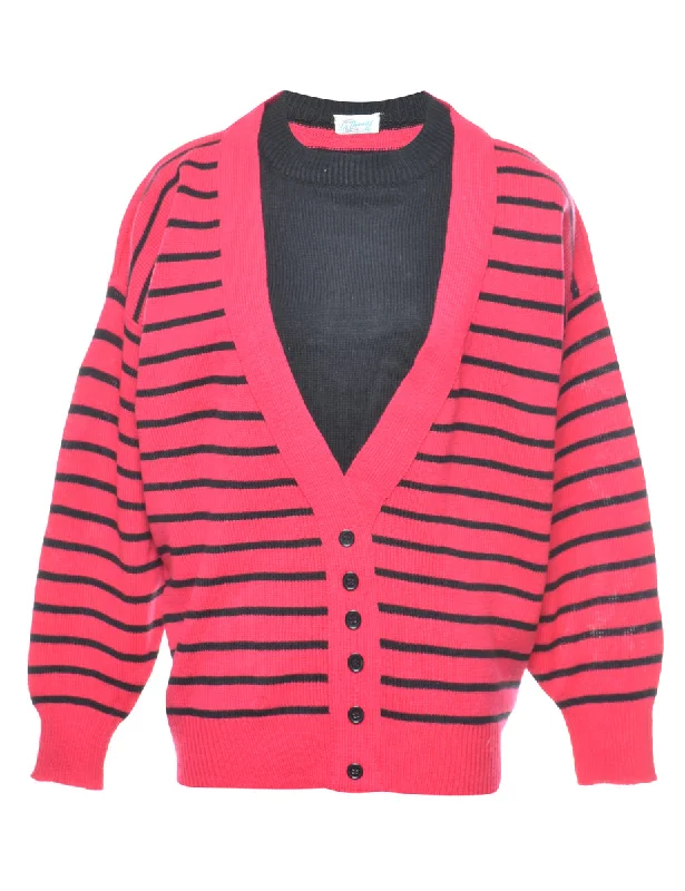 Magenta Striped Jumper - L