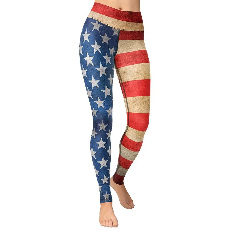 Vintage American Flag Yoga Leggings