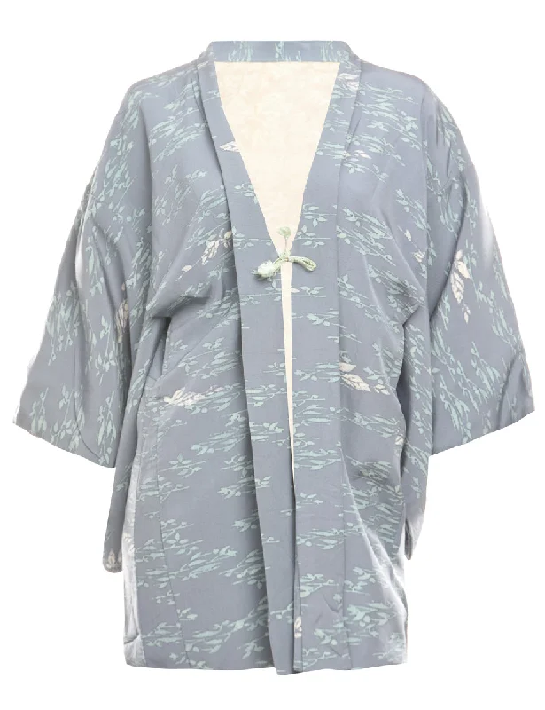 A Print Cropped Kimono - M