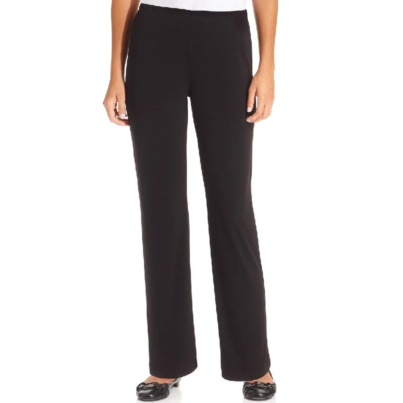 NY Collection Women's Petite Pull-On Straight-Leg Pants Black Size Small