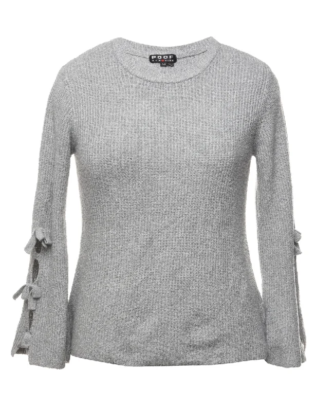 Fine Knit Grey Jumper - M