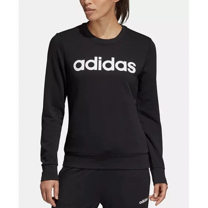 adidas Women's Logo French Terry Sweatshirt Black Size Medium