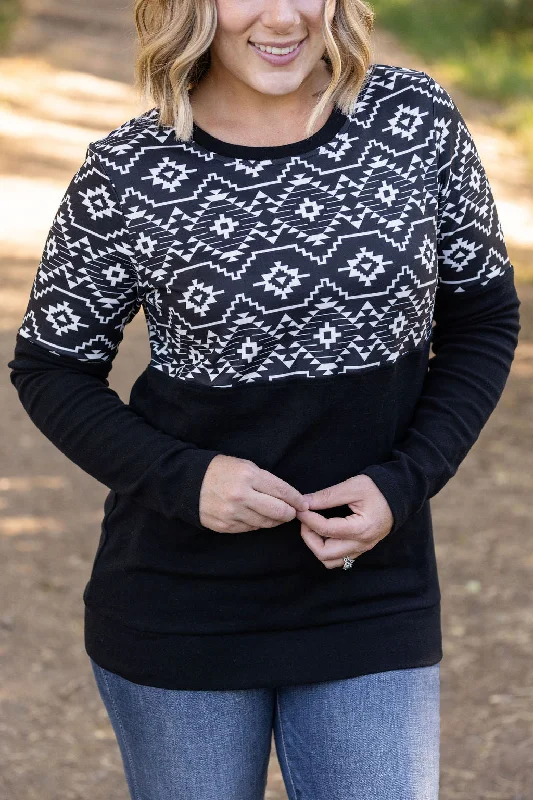 Natalie Pullover - Black Geometric by Michelle Mae Stylish Women's Tropical 