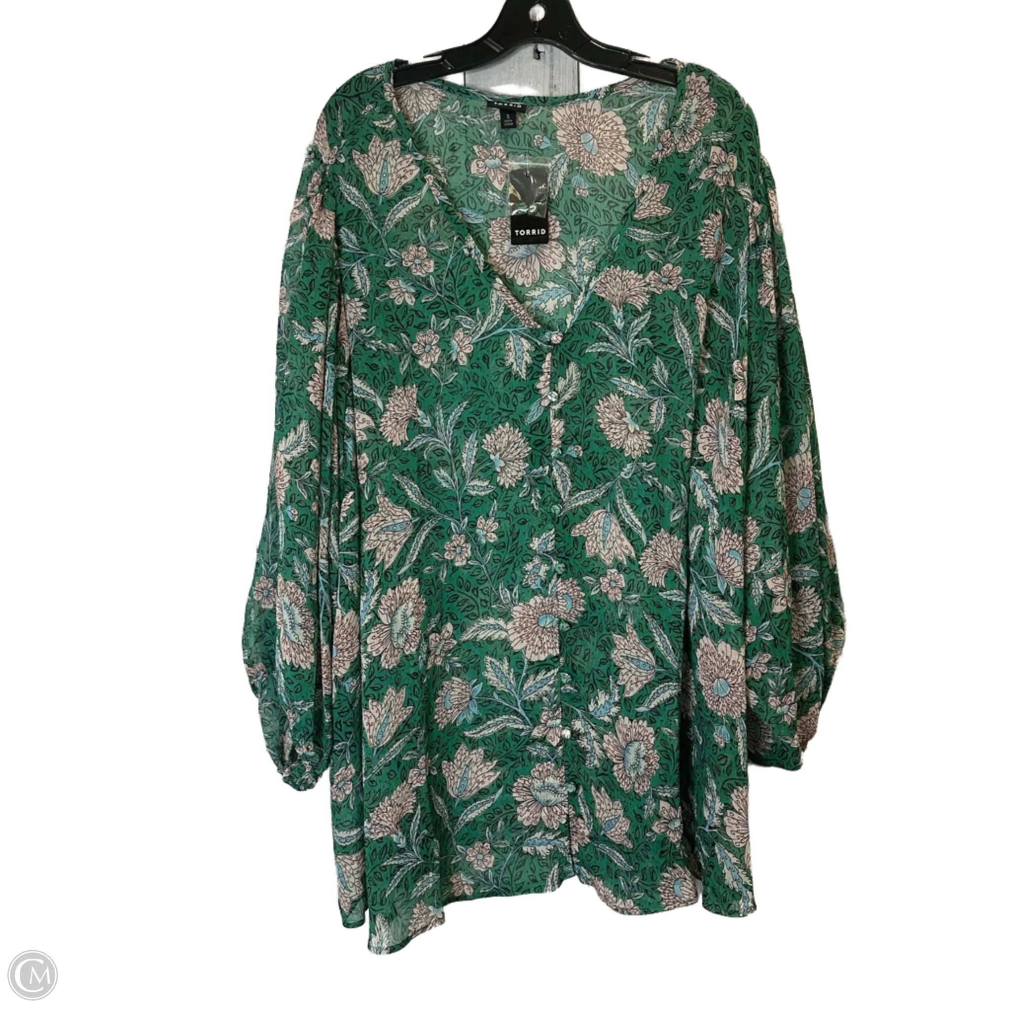 Top Long Sleeve By Torrid In Green, Size: 5 Bold Women's Statement