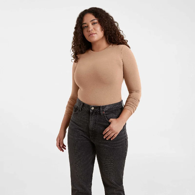 Cotton Stretch Long Sleeve Crewneck Bodysuit | Cinnamon Youthful Women's Anime - inspired