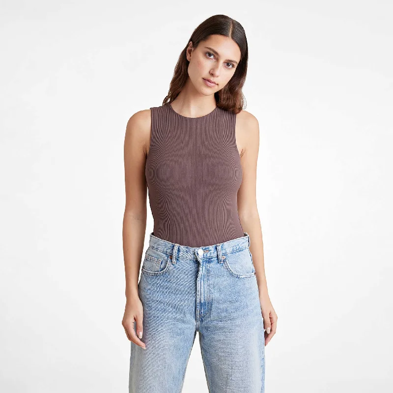 Ribbed Crewneck Tank Bodysuit | Coffee Cool Women's Skate