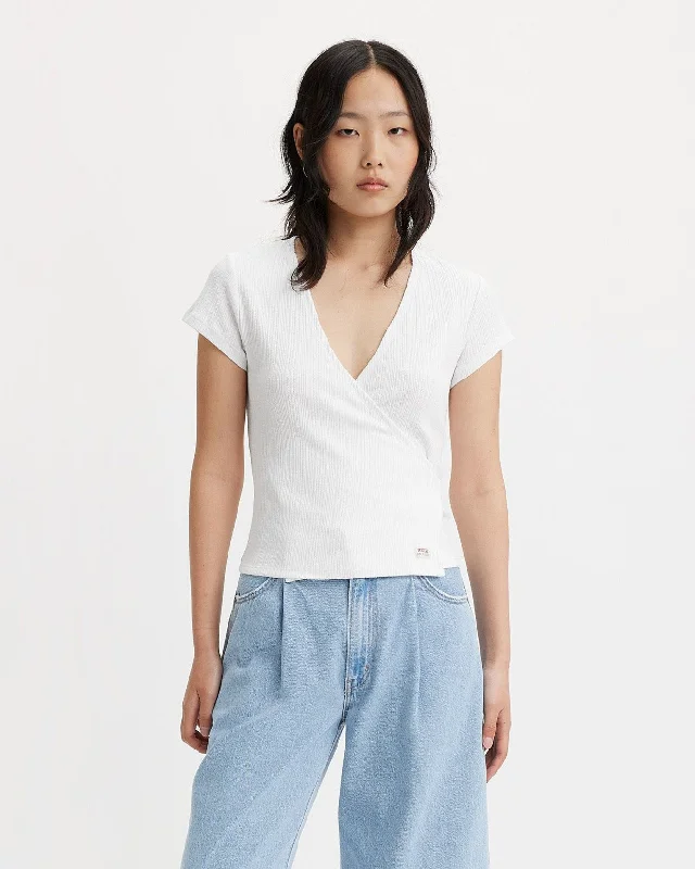 Levi's® Womens Dry Goods Pointelle Wrap Tee - Sugar Swizzle Practical Women's Quick - dry