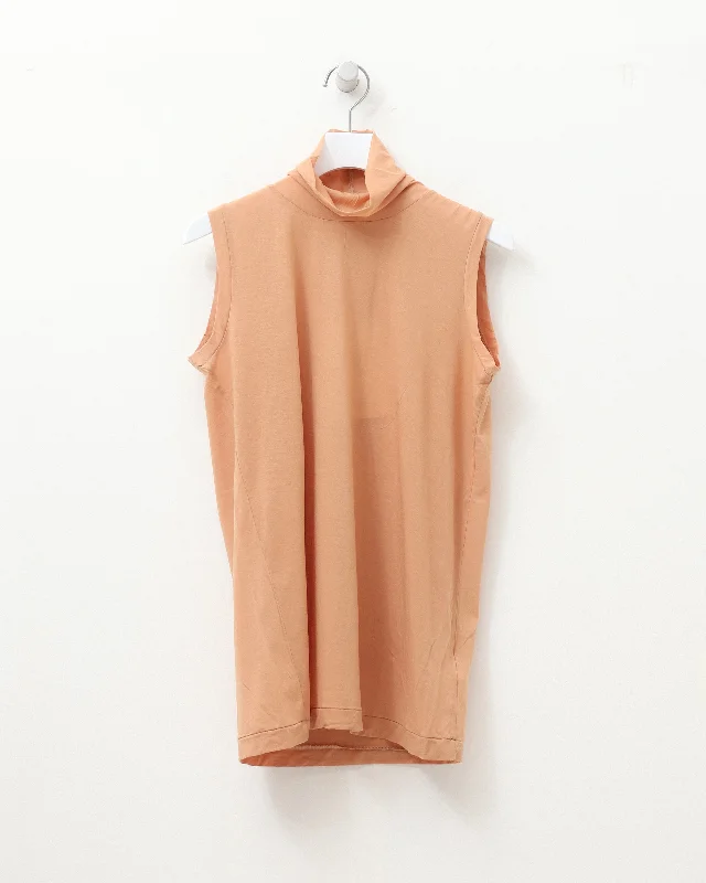 twisted cotton sheer jersey sleeveles high-neck top Trendy Women's Oversized